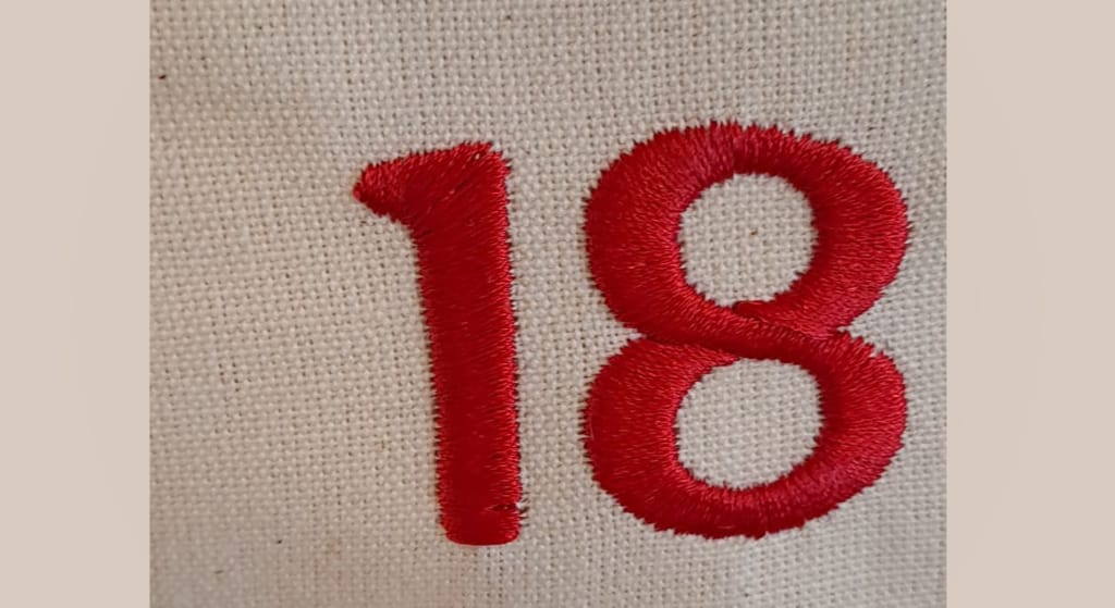 Calendario dell'avvento dettaglio numero ricamato